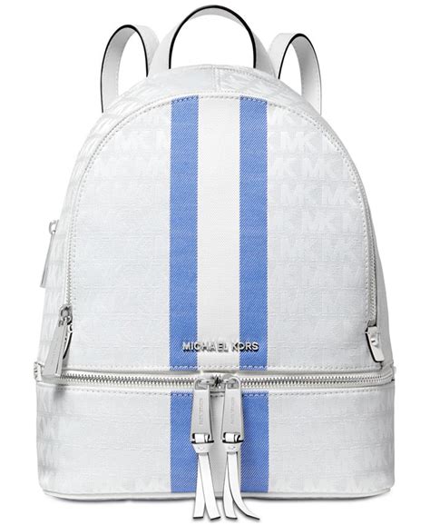 michael kors signature stripe rhea backpack|Michael Kors clear backpack.